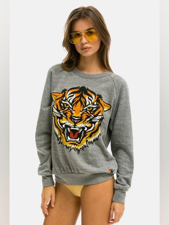 Aviator Nation Tops - Rare Aviator Nation Tiger Heather Grey  Sweatshirt XS